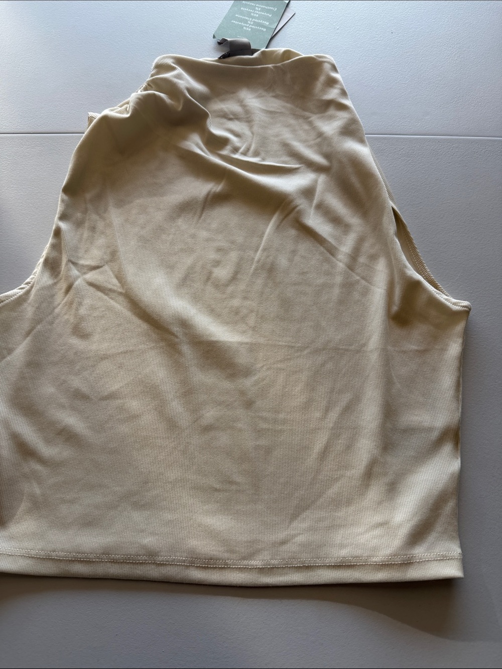 H&M Ribbed Sleeveless High Neck Crop Top in Cream, Size XS NWT